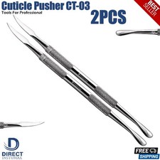Cuticle Pusher CT-03 Manicure Pedicure Remover Nail Cleaner Stainless Steel 2Pcs