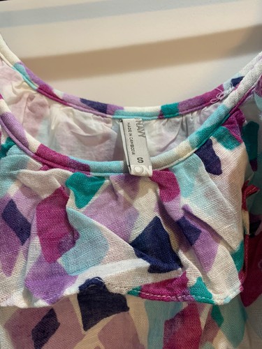 Old Navy Off White Green Lavender Print A-line Sundress Size Small - Picture 2 of 3