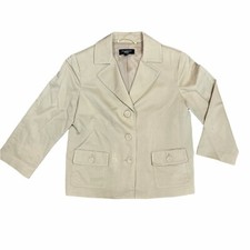 Talbots Women's Cream Blazer Jacket Size 6 Pockets Long Sleeve