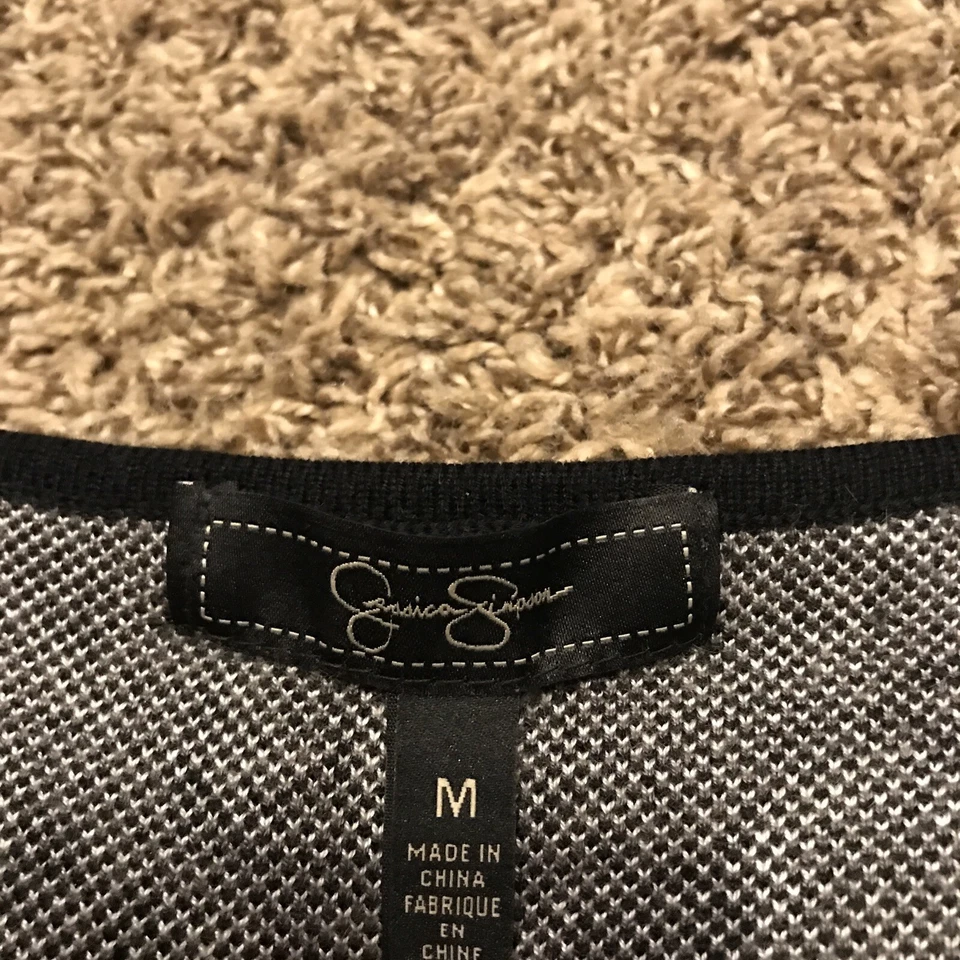 Jessica Simpson Mujer M Acrílico Negro Gris Tejido Vestido B19 Foto 2 de 3