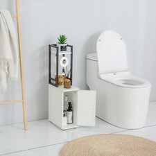 Small Bathroom Storage Cabinet Narrow Side Bathroom Organizer W/toilet Paper Rol