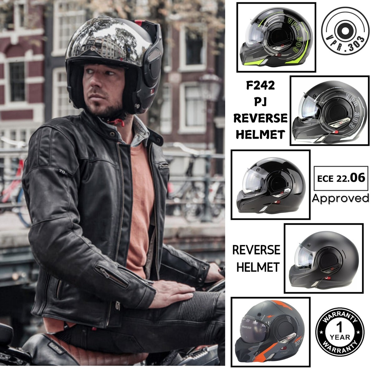 Casco Moto Modular F242 P/J Reverse Flip-Up Motorcycle Helmets