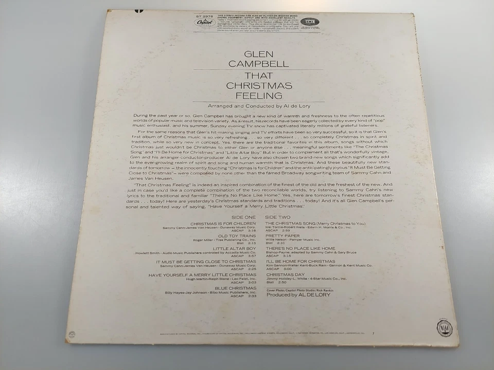 Glen Campbell That Christmas Feeling 1968 Vinyl Record LP  Foto 2 de 4