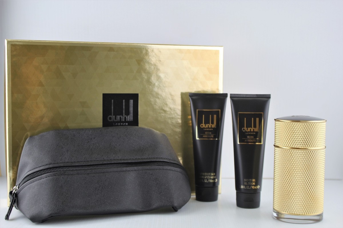 Dunhill Icon Absolute 4pc Set Parfum Spray 3.4 oz Shower Gel After