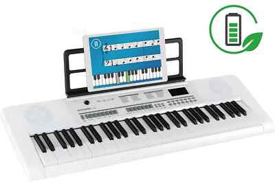 61 Tasten Akku Keyboard tragbar Klavier 200 Sounds & Rhythmen USB MP3 Weiß