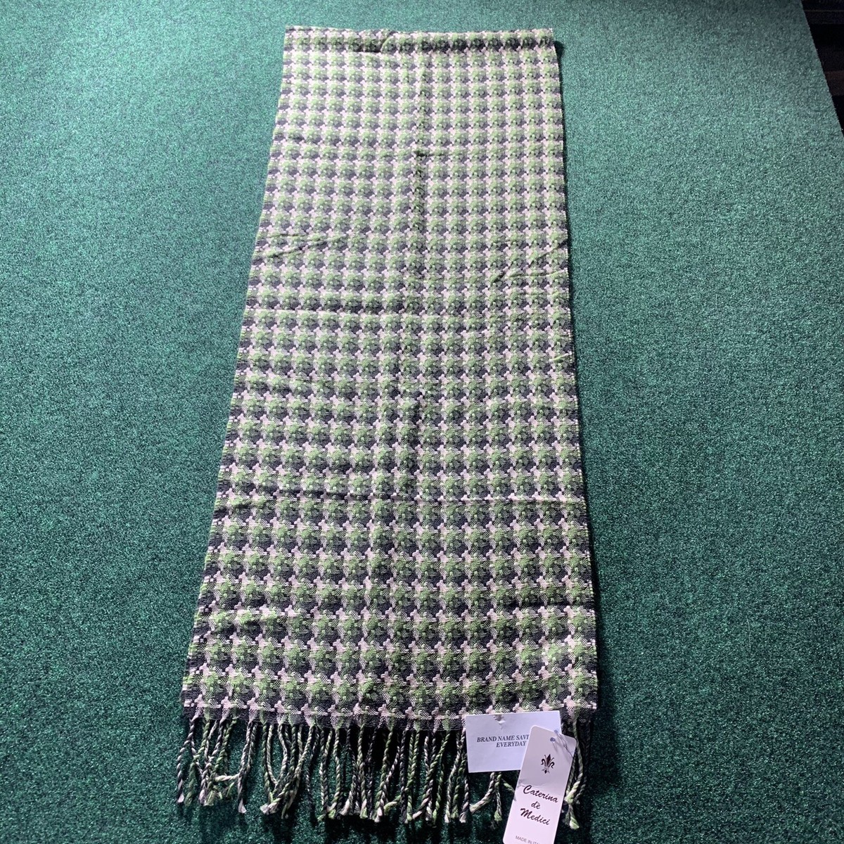 Caterina de Medici Italy 100% Wool Scarf green khaki brown  display picture 1
