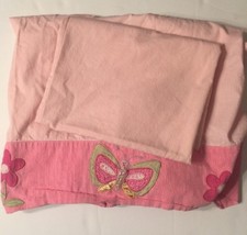 Lambs  Ivy Pink Gingham Flat Crib/Toddler Bed Flat Sheet  Pillowcase Butterfly