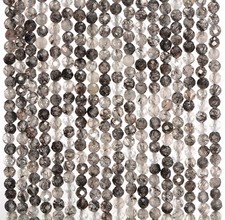 3MM BLACK RUTILATED QUARTZ GEMSTONE MICRO FACETED ROUND LOOSE BEADS 15.5"