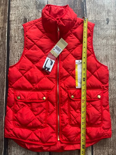 WOOLRICH QUILTED FULL ZIP DOWN VEST RED GOLD WOMENS MEDIUM NEW WITH TAGS NWD - Picture 8 of 10