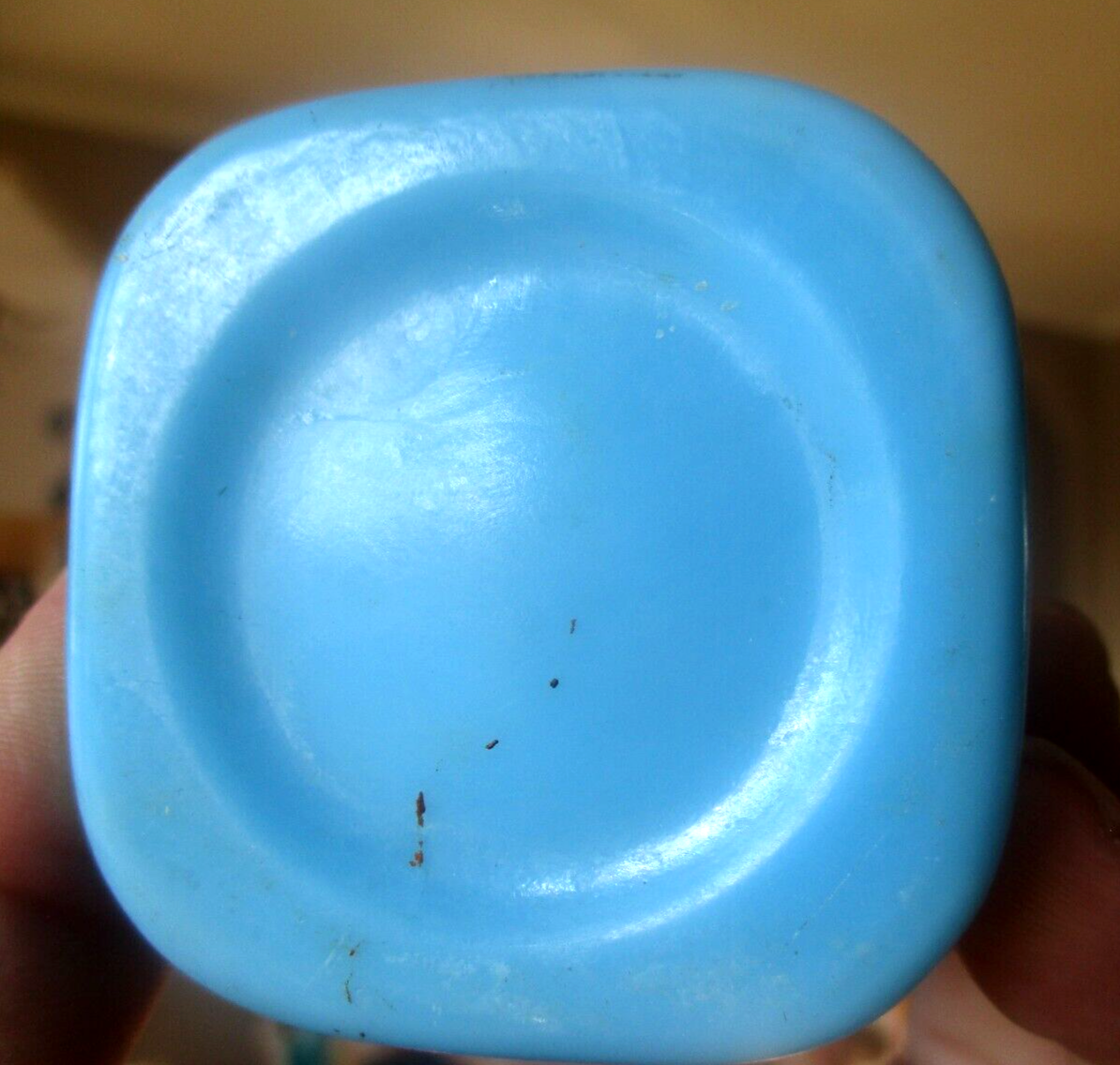 SCARCE LIGHT BLUE MILK GLASS SANITOL COLD CREAM JAR 1910'S