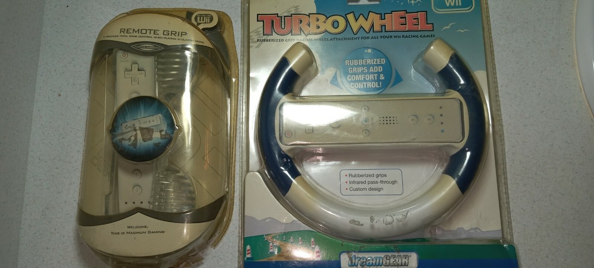 nintendo wii accessories bundle turbo wheel & intec remote grip