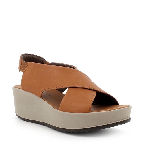 Sandali Igi\u0026co 7164122 pelle cognac zeppa 5 cm Made in Italy Listino €59,90  -20% | eBay