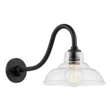 Hampton Bay Easton 14 in. Barn Outdoor Wall Light Lantern Sconce w/ Steel Shade