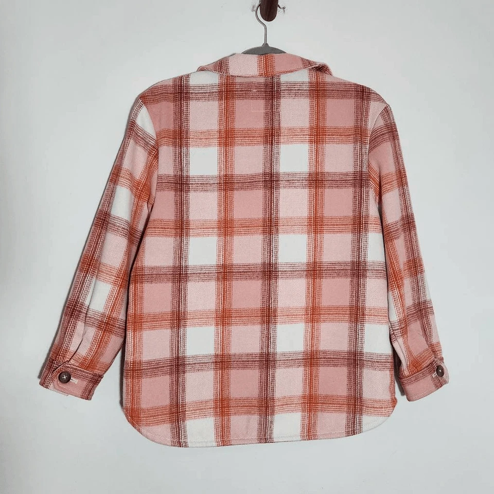 Old Navy Girl's Pink and Orange Plaid Shacket Size XL 14-16 Girl's Shacket - Image 4 of 4