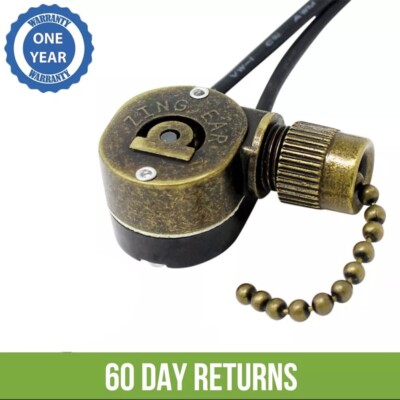 ZE-109M 2 Wire Pull Chain Light Switch For Hampton Bay Hunter Harbor Breeze Fans