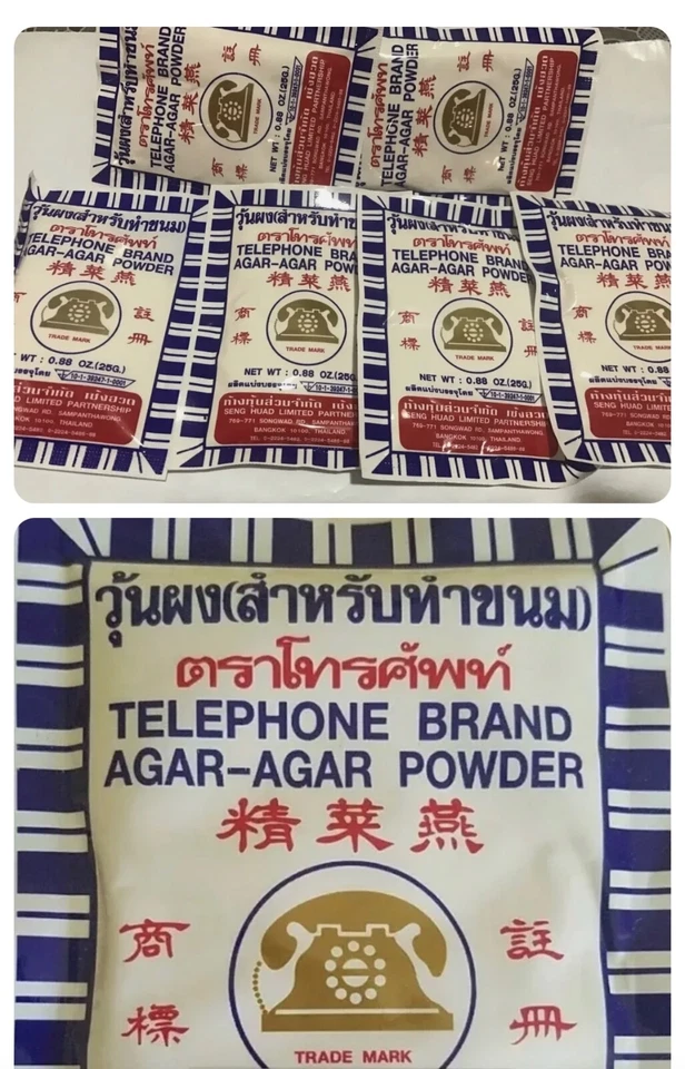 6x 25g.agar Agar Powder Telephone BRAND for Making Jelly Gelatin Dessert