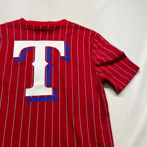 New Era Jersey Men's Small Red Striped Logo Texas Rangers Baseball Team Pullover - Picture 14 of 14
