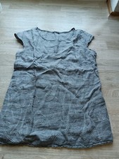 MADE IN ITALY 100 % Leinen Wunderschöne Shirt Tunika Gr. M 38 40 Grau Pusteblume