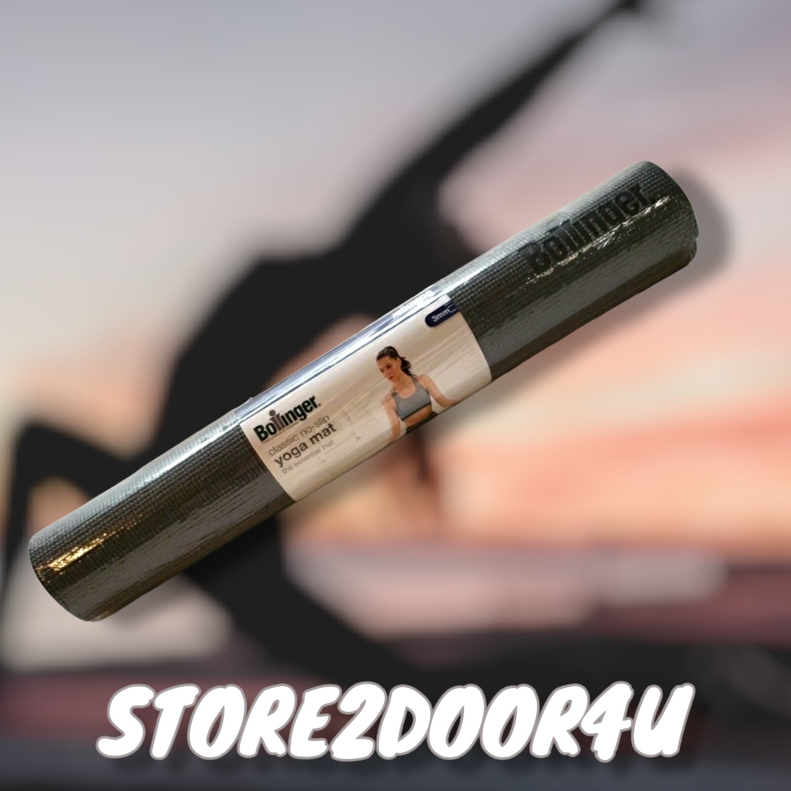 Bollinger Yoga Mat Noslip 68"x24" Gray Exercise Mat 5.5 ft x 2 ft
