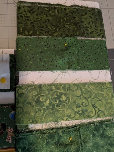 Jelly Roll 25 Strips Fabric.  Assortment of Greens, Gold, Holiday - Picture 3 of 8