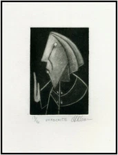 POLITICAL / RELIGIOUS HYPOCRITE. ORIGINAL Modernist Satirical MEZZOTINT Signed