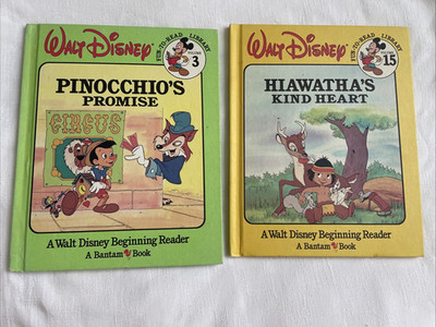 WALT DISNEY Beginning Reader #3 #15 Book Set PINOCCHIO PROMISE HIAWATHA S HEART