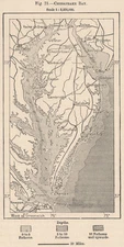 Chesapeake Bay. USA 1885 old antique vintage map plan chart
