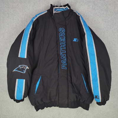 #ad #ad VTG NFL Starter Pro Line Carolina Panthers Heavy Jacket Detachable Hood XXL $69.99