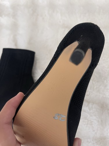 Women’s Size 6.5 Black Knit Stretch Peep Toe Bootie Heel Nicole Miller NY - Picture 4 of 6