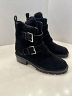 Paige Bridget Women's 9.5 Black Suede Pull On Zip Buckle Casual Ankle Bootie — photo 6