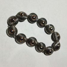 Two-Tone Silver Gold Tone Metal Round Bead Li...