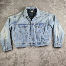 Elwood Jeans Jacket Small Blue Denim Flannel Blanket Lined Heavy Thick Trucker