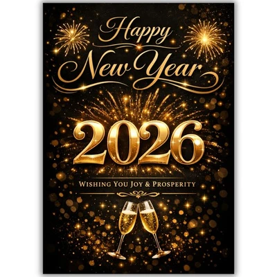 HAIRY DUCK PRINTS Happy New Year Card For Him Her Friend Man Woman Friends Neighbours Couple 2026