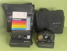 2 Vintage Polaroid Sonar One Step Spectra System W/Carrying Bags,Flash, Manual