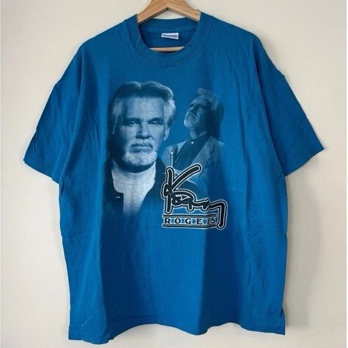 Vintage 90's Kenny Rogers World Tour Music Promo Blue Tee Sh Vintage vintage concert t-shirt, vintage, single stitch, B+ condition
