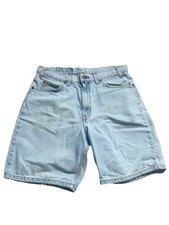 Vintage 1990s Orange Tab Levis 550 Light Blue Wash Denim Shorts Mens Size 33