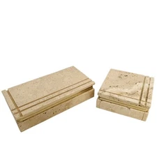 🟠 Cerri Nestore Set 2 scatole in travertino di Rapolano anni 70