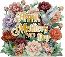 3D Pop up Mothers Day Card - 5-Layer Happy Mothers Day Vintage Burgundy  Pink P