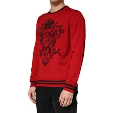 Pull Dolce & Gabbana Bordeaux En Cachemire – Logo Lion, Taille M/IT48, Neuf Avec étiquettes