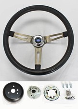 Galaxie Fairlane Thunderbird Steering Wheel 15 Black Grip Stainless Spokes