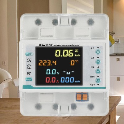 Buntes LCD Display 3 Phasen Smart Energiezähler mit WiFi für Tuya 100A