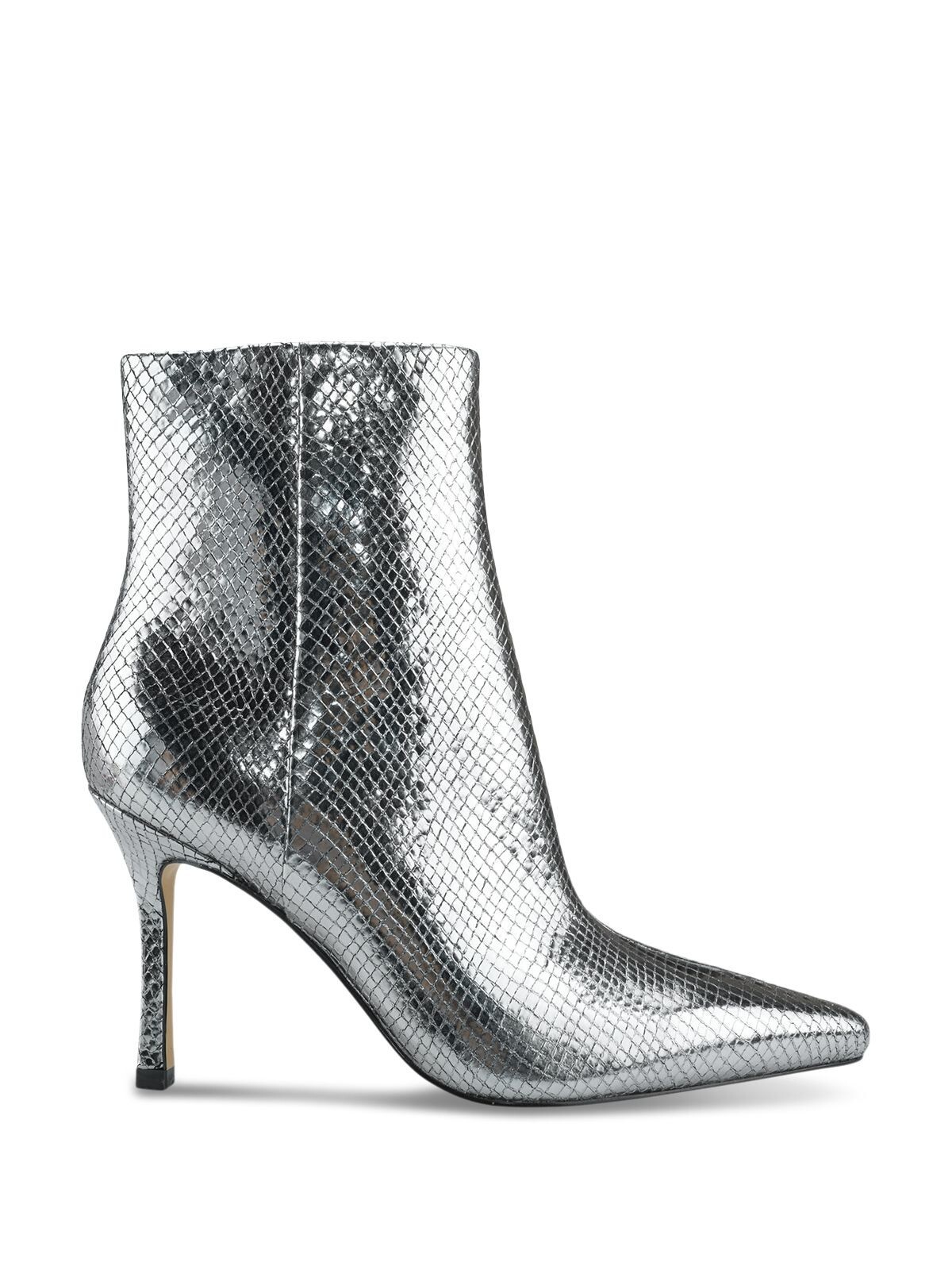 MARC FISHER Womens Silver Snake Kendry Toe Stiletto Leather Booties 95 M 12290₽