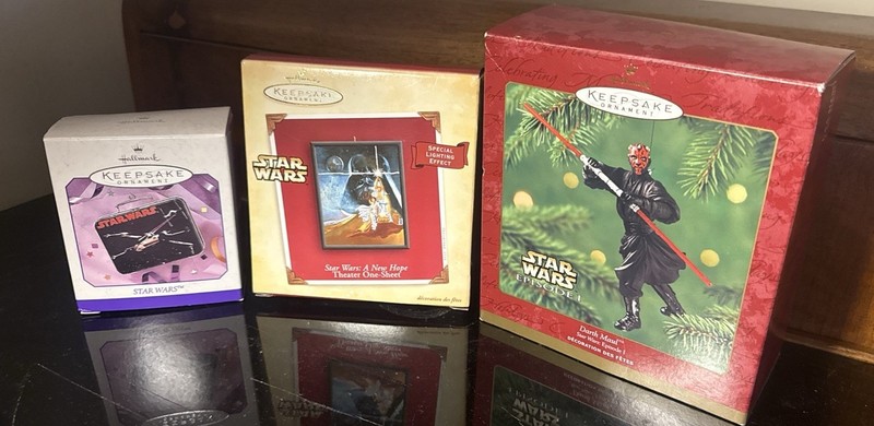 Star Wars 3 Hallmark Ornaments Lot Darth Maul New Hope Poster Lunchbox