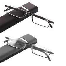 Half Frame Reading Glasses with Portable Case Thin Lightweight Reader Glasses...