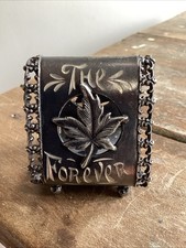 ANTIQUE NAPKIN RING HOLDER Triangular The Maple Leaf Forever Silver Plated