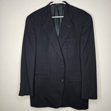 Austin Reed Navy Blue Men's Striped Line Two Button Blazer Jacket Made In USA