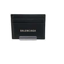 BALENCIAGA Leather Card Case, Black, Men's 594309