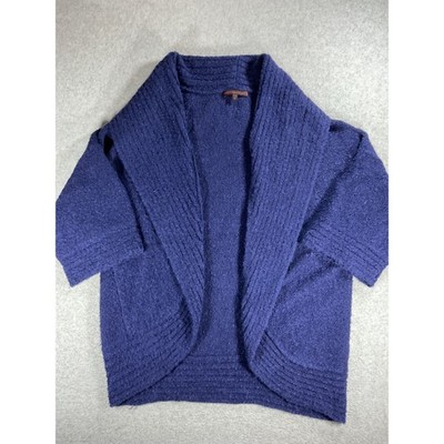 Peruvian Atelier Baby Alpaca Silk Blend Cardigan Sweater Blue Shawl L 1531