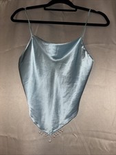 Vintage Y2K Victoria  s Secret Lingerie 100 Silk Top Sz XS /S Light Blue Teal