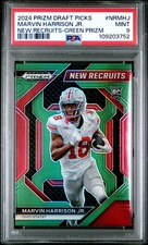 2024 PANINI PRIZM DRAFT PICKS NEW RECRUITS GREEN PRIZM MARVIN HARRISON JR. PSA 9